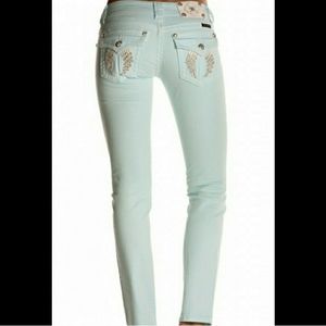 Miss Me EUC embellished sky blue skinny jeans